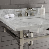Monarch 30-Inch Carrara Marble Console Sink with Stainless Steel Legs (8-Inch, 3-Hole)