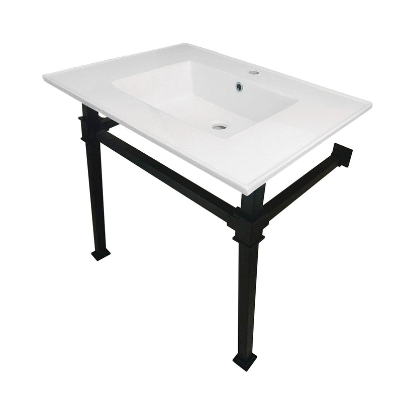 Monarch 31-Inch Ceramic Console Sink with Stainless Steel Legs (1-Hole)