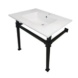 Monarch 31-Inch Ceramic Console Sink with Stainless Steel Legs (1-Hole)