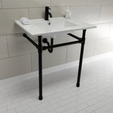 Dreyfuss 31-Inch Ceramic Console Sink with Stainless Steel Legs (1-Hole)