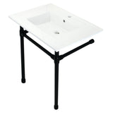 Dreyfuss 31-Inch Ceramic Console Sink with Stainless Steel Legs (1-Hole)