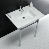 Dreyfuss 31-Inch Ceramic Console Sink with Stainless Steel Legs (1-Hole)