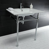 Dreyfuss 31-Inch Ceramic Console Sink with Stainless Steel Legs (1-Hole)