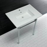 Dreyfuss 31-Inch Ceramic Console Sink with Stainless Steel Legs (1-Hole)