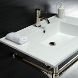 Dreyfuss 31-Inch Ceramic Console Sink with Stainless Steel Legs (1-Hole)