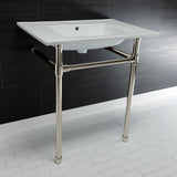 Dreyfuss 31-Inch Ceramic Console Sink with Stainless Steel Legs (1-Hole)