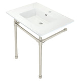 Dreyfuss 31-Inch Ceramic Console Sink with Stainless Steel Legs (1-Hole)
