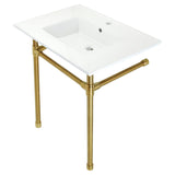 Dreyfuss 31-Inch Ceramic Console Sink with Stainless Steel Legs (1-Hole)