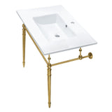 Edwardian 31-Inch Ceramic Console Sink with Brass Legs (1-Hole)