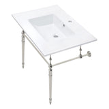 Edwardian 31-Inch Ceramic Console Sink with Brass Legs (1-Hole)