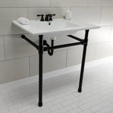 Dreyfuss 31-Inch Ceramic Console Sink with Stainless Steel Legs (4-Inch, 3-Hole)