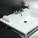 Dreyfuss 31-Inch Ceramic Console Sink with Stainless Steel Legs (4-Inch, 3-Hole)