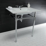 Dreyfuss 31-Inch Ceramic Console Sink with Stainless Steel Legs (4-Inch, 3-Hole)
