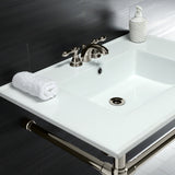 Dreyfuss 31-Inch Ceramic Console Sink with Stainless Steel Legs (4-Inch, 3-Hole)