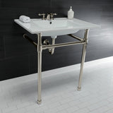 Dreyfuss 31-Inch Ceramic Console Sink with Stainless Steel Legs (4-Inch, 3-Hole)