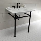 Dreyfuss 31-Inch Ceramic Console Sink with Stainless Steel Legs (8-Inch, 3-Hole)