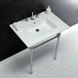 Dreyfuss 31-Inch Ceramic Console Sink with Stainless Steel Legs (8-Inch, 3-Hole)