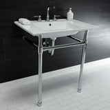 Dreyfuss 31-Inch Ceramic Console Sink with Stainless Steel Legs (8-Inch, 3-Hole)
