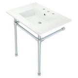 Dreyfuss 31-Inch Ceramic Console Sink with Stainless Steel Legs (8-Inch, 3-Hole)