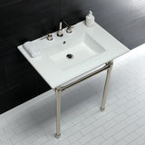 Dreyfuss 31-Inch Ceramic Console Sink with Stainless Steel Legs (8-Inch, 3-Hole)