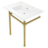 Dreyfuss 31-Inch Ceramic Console Sink with Stainless Steel Legs (8-Inch, 3-Hole)