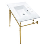 Edwardian 31-Inch Ceramic Console Sink with Brass Legs (8-Inch, 3-Hole)