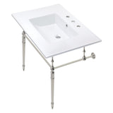 Edwardian 31-Inch Ceramic Console Sink with Brass Legs (8-Inch, 3-Hole)