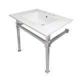 Monarch 31-Inch Ceramic Console Sink with Stainless Steel Legs (8-Inch, 3-Hole)
