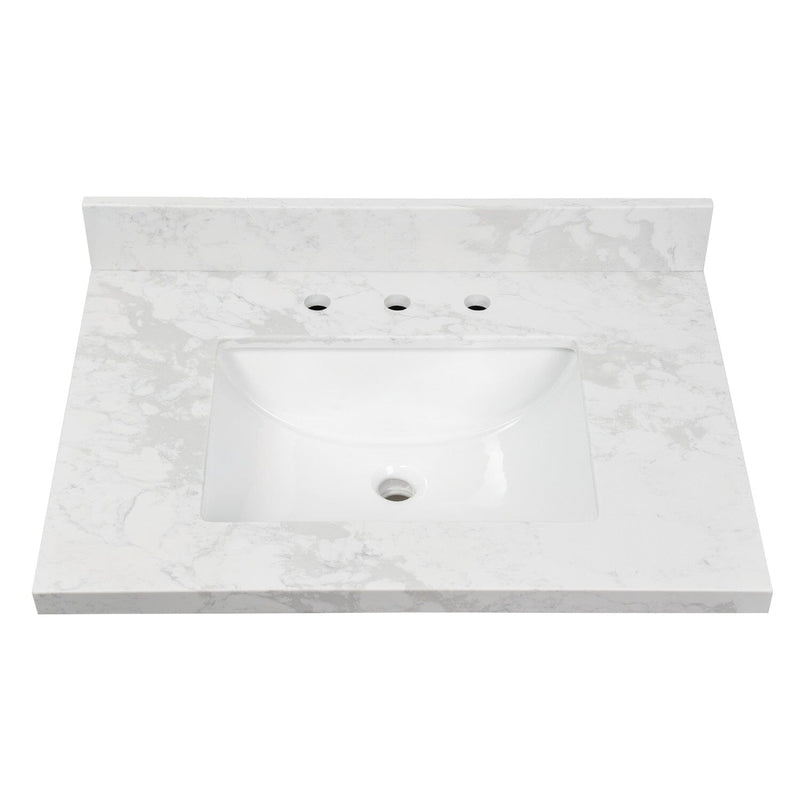 Ferrara 31-Inch Quartz Vanity Top (8" Faucet Drillings)