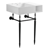 Aurelius 24-Inch Solid Surface Console Sink with Brass Legs (8-Inch, 3-Hole)