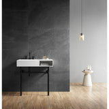 Aurelius 36-Inch Solid Surface Console Sink with Stainless Steel Legs (8-Inch, 3-Hole)