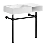 Aurelius 36-Inch Solid Surface Console Sink with Stainless Steel Legs (8-Inch, 3-Hole)