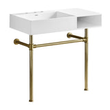Aurelius 36-Inch Solid Surface Console Sink with Stainless Steel Legs (8-Inch, 3-Hole)