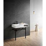 Aurelius 36-Inch Solid Surface Console Sink with Stainless Steel Legs (8-Inch, 3-Hole)