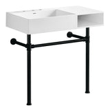 Aurelius 36-Inch Solid Surface Console Sink with Stainless Steel Legs (8-Inch, 3-Hole)