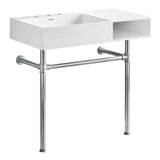 Aurelius 36-Inch Solid Surface Console Sink with Stainless Steel Legs (8-Inch, 3-Hole)