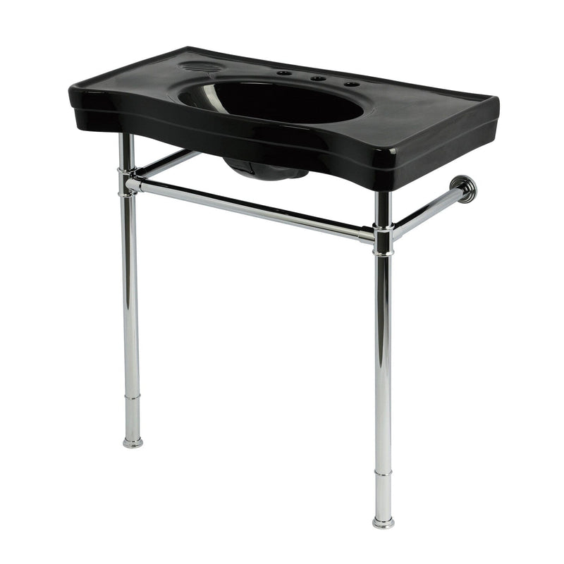 Imperial 36-Inch Ceramic Console Sink with Stainless Steel Legs (8-Inch, 3-Hole)