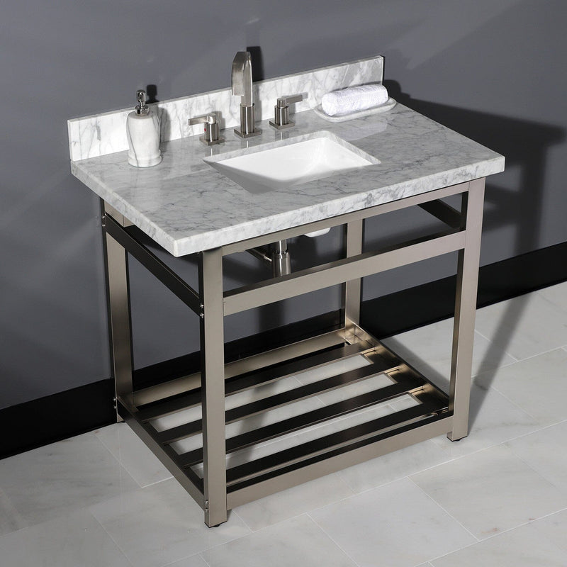 Templeton 36-Inch Carrara Marble Vanity Sink Top (8" Faucet Drillings)
