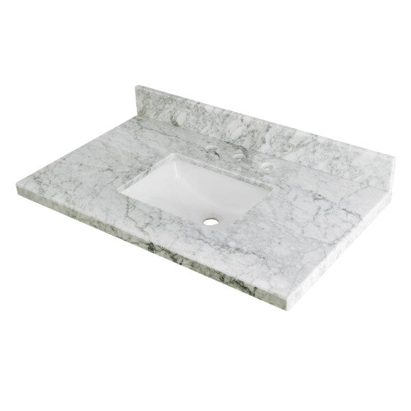 Templeton 36-Inch Carrara Marble Vanity Sink Top (8" Faucet Drillings)
