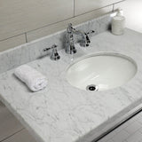 Edwardian 36-Inch Carrara Marble Console Sink with Brass Legs (8-Inch, 3-Hole)