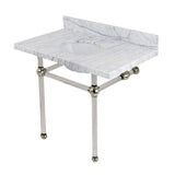Templeton 36-Inch Carrara Marble Vanity Top with Acrylic Legs (8-Inch, 3-Hole)