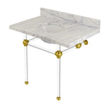 Templeton 36-Inch Carrara Marble Vanity Top with Acrylic Legs (8-Inch, 3-Hole)