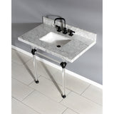 Templeton 36-Inch Carrara Marble Vanity Top with Acrylic Legs (8-Inch, 3-Hole)