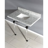 Templeton 36-Inch Carrara Marble Vanity Top with Acrylic Legs (8-Inch, 3-Hole)