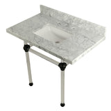 Templeton 36-Inch Carrara Marble Vanity Top with Acrylic Legs (8-Inch, 3-Hole)