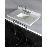 Templeton 36-Inch Carrara Marble Vanity Top with Acrylic Legs (8-Inch, 3-Hole)