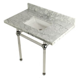 Templeton 36-Inch Carrara Marble Vanity Top with Acrylic Legs (8-Inch, 3-Hole)