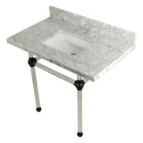 Templeton 36-Inch Carrara Marble Vanity Top with Acrylic Legs (8-Inch, 3-Hole)