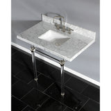 Templeton 36-Inch Carrara Marble Vanity Top with Acrylic Legs (8-Inch, 3-Hole)
