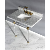 Templeton 36-Inch Carrara Marble Vanity Top with Acrylic Legs (8-Inch, 3-Hole)
